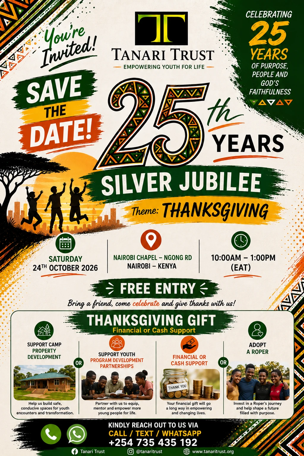 Tanari Trust 25th Anniversary invitation poster